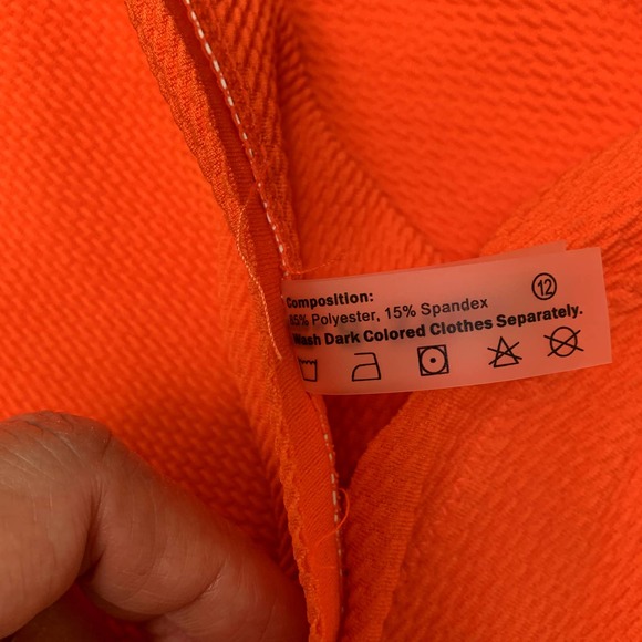 Zaful High Waisted Scalloped One Shoulder Bikini Set - Bright Orange Size 2 - Picture 11 of 11
